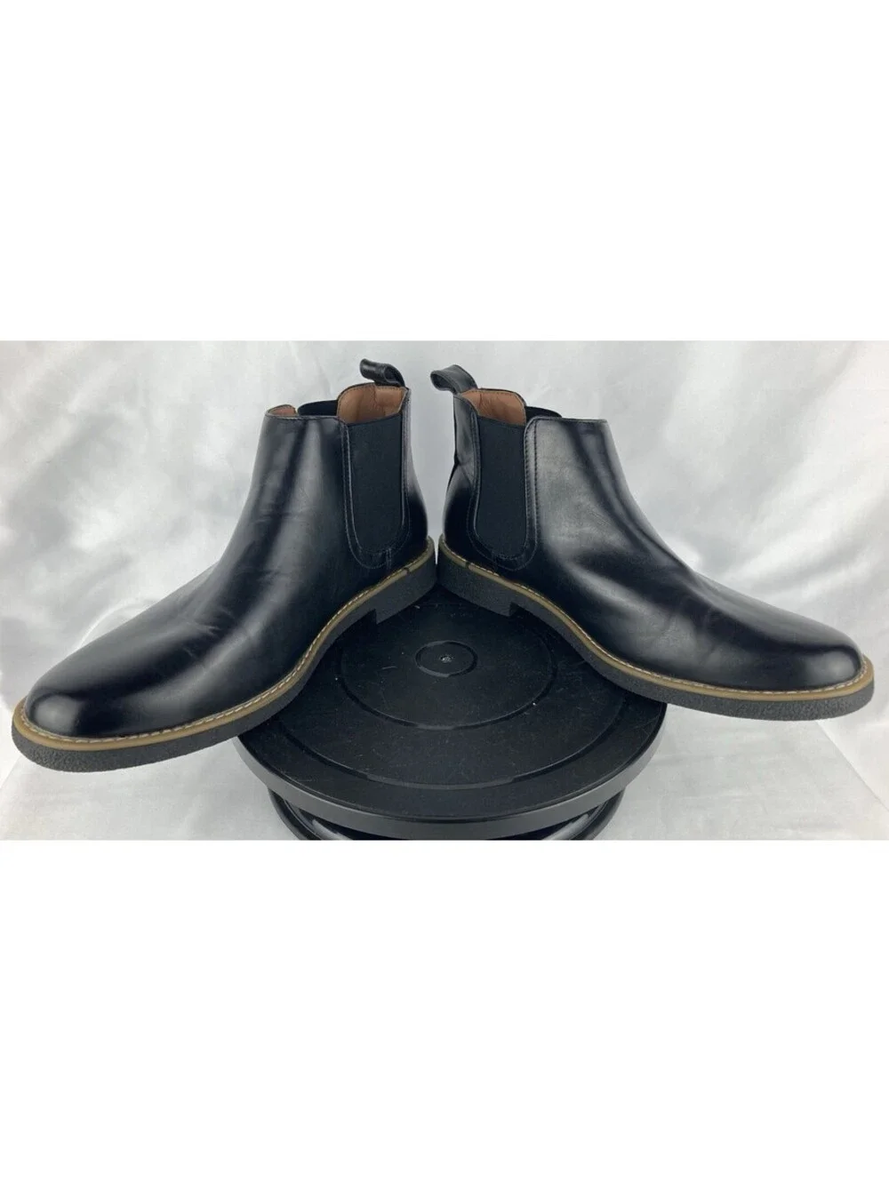 Men’s Size 10 Deer Stags Rockland Black Leather Chelsea Ankle Boots Memory Foam